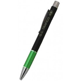 Bolígrafo metálico negro/verde Tráfico